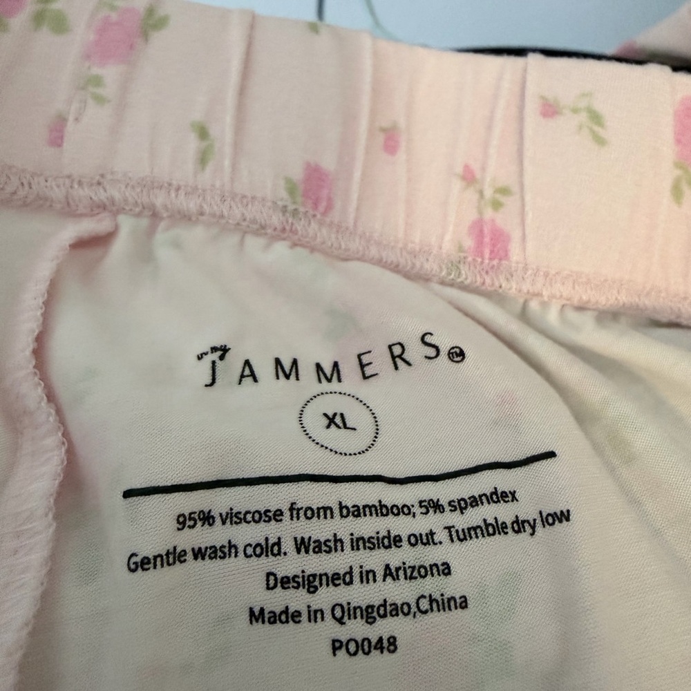 In my Jammers Soft Pink Floral Button-Front Pajama Set - Picture 4 of 6